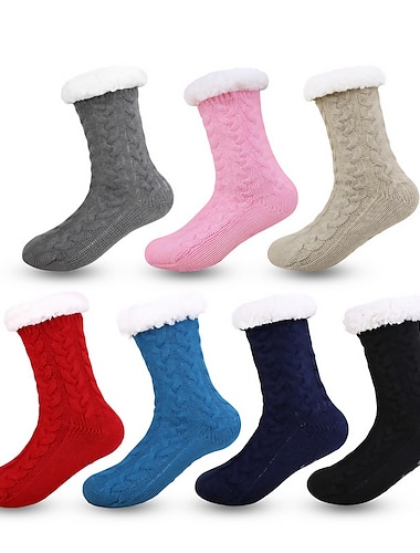  Calcetines de invierno de felpa y gruesos para el suelo del hogar, calcetines para adultos, calcetines de nieve antideslizantes y resistentes al pegamento, calcetines cálidos para personas perezosas