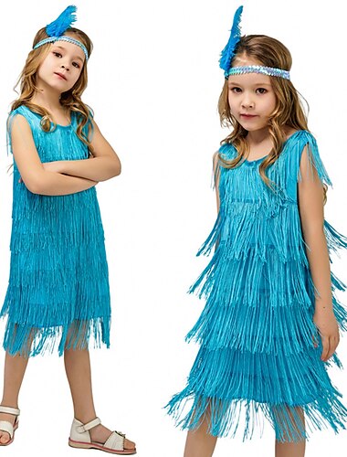  Retro Vintage Goldene Zwanziger 1920er Flapper Kleid Kleid Hochzeitsgast Quastenfransen Mädchen Karneval Maskerade Leistung Party / Abend Hochzeitsempfang Kinder Kleid Abschlussballkleider