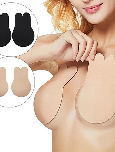  un par de adhesivos invisibles para levantar el pecho para sujetadores de mujer: fuertes orejas de conejo de silicona para una apariencia sexy y segura
