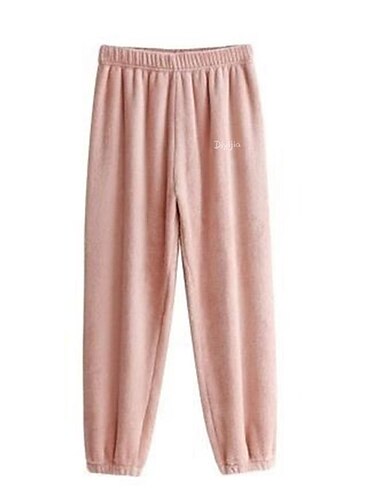  Damen-Schlafanzughose aus Plüsch mit Buchstabenmuster, lässiger Komfort für zu Hause, tägliches Bett, Korallenvlies, Korallensamt, warme Hose, Herbst-Winter-Home-Outfits