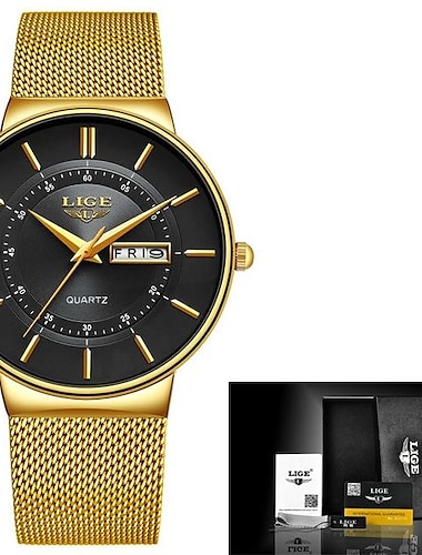  Orologi da Uomo LIGE Top Brand Lusso Moda Ultra Sottile Orologio Data Orologio Maschile con Cinturino a Rete Casual Orologio al Quarzo Impermeabile