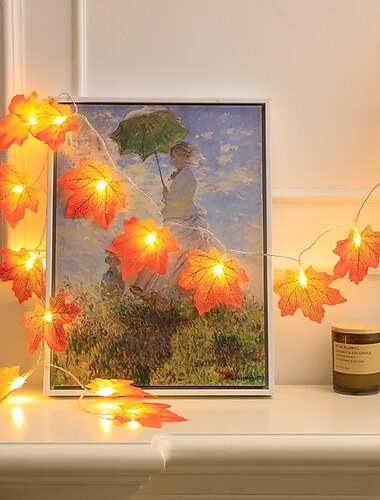  USB-Lichterketten mit roten Ahornblättern für Halloween, Erntedankfest und Herbstdekorationen für die Party zu Hause und die Dekoration in Herbstatmosphäre