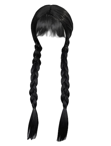  Cosplaypruiken Zwart Recht Synthetisch haar Lang Pruiken Voor meisjes Pruiken Voor feest
