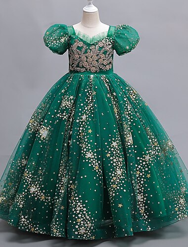  kinderkleidung Mädchen Kleid Party Kleid Punkt Stern Blume Kurzarm Hochzeit Besondere Anlässe Geburtstag Gitter Puffärmel Modisch bezaubernd Elegant Polyester Gitter Maxi abendkleider Schaukelkleid