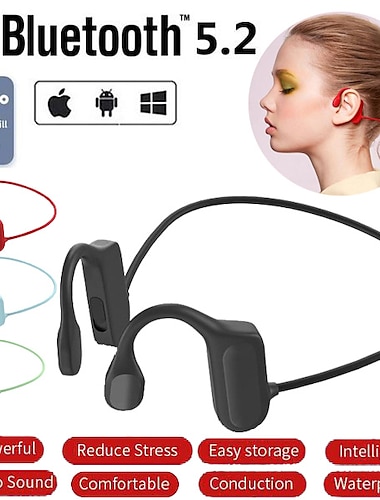  Écouteurs sans fil Bluetooth 5.2 à oreille ouverte sans douleur étanche avec crochet d'oreille écouteurs stéréo mains libres avec micro pour course vélo casque de sport