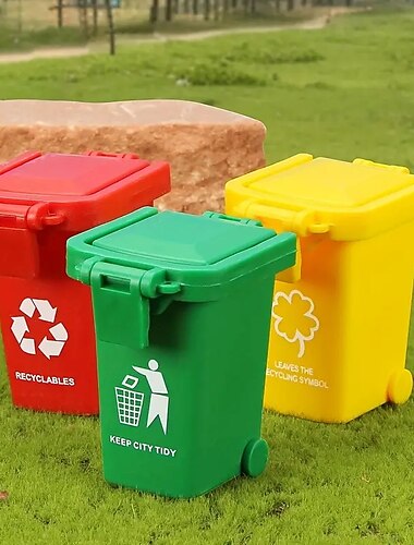  4 Uds. Cubo de basura de tres colores Juguetes de bloques de construcción aprender clasificación de basura juguetes educativos regalos para niños y niñas