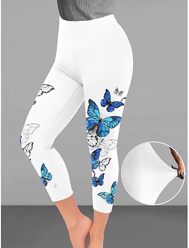  Femme Normal Collants Legging Design Décontractées Cheville Taille Haute Papillon Taille elastique Imprimer Respirabilité Confortable Haute élasticité Casual Usage quotidien Noir marron Blanche