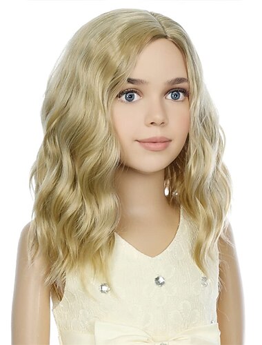  Peluca rubia para niñas, peluca corta ondulada, peluca rubia ceniza, peluca rubia mixta para niñas, peluca de pelo sintético rubio resistente al calor para fiestas de cosplay, pelucas de carnaval