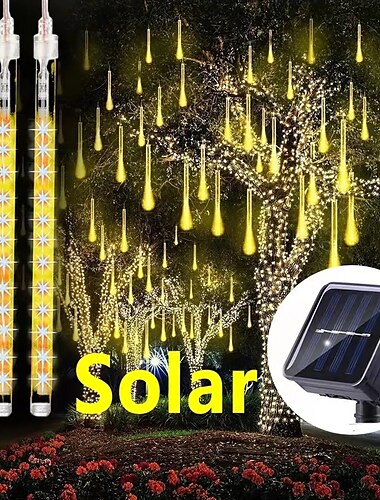 3M Cuerdas de Luces Luces navideñas de lluvia de meteoritos LED 2835 SMD 1 juego Blanco Cálido Blanco Azul Luces de lluvia de meteoritos Solar Al Aire Libre Vacaciones 12 V
