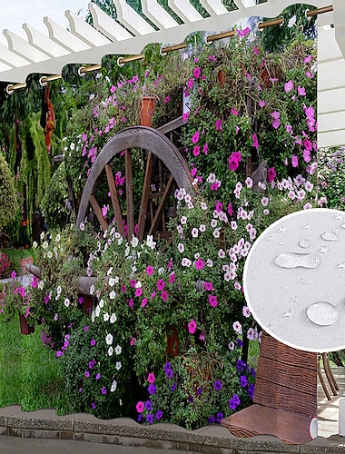  waterdicht buitengordijn privacy, schuifgordijn gordijnen, pergola gordijnen tule 3d boslandschap voor tuinhuisje, balkon, veranda, feest, 1 paneel