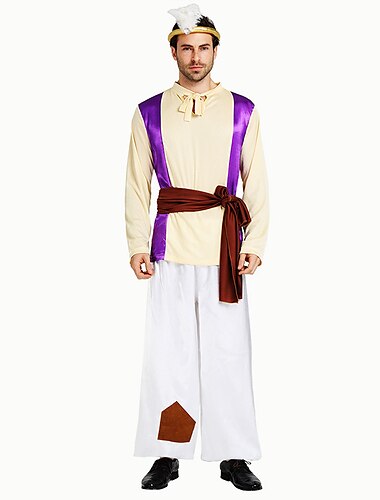  Paare Aladdin Prinzessin Jasmin Halloween Gruppenpaarkostüme Männer Frauen Film Cosplay Cosplay blau lila Oberteil Hosen Gürtel Halloween Karneval Maskerade