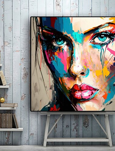  Fatto a mano Hang-Dipinto ad olio Dipinta a mano Quadrato Astratto Ritratti Moderno Senza telaio interno  (senza cornice)