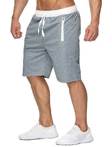  Homens calções atléticos Shorts ativos Shorts de moletom Bolsos Com Cordão Cor Sólida Conforto Vestível Comprimento do joelho Ao ar livre Diário Roupa de rua Casual Preto Vinho Micro-Elástica