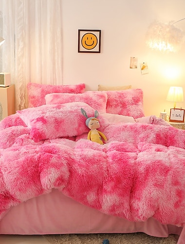  Dreiteiliges Bettwäsche-Set aus Plüsch-Nerz-Samt, warmes Milchsamt, reine Farbe, Kristall-Samt-Plüsch-Bettbezug-Set
