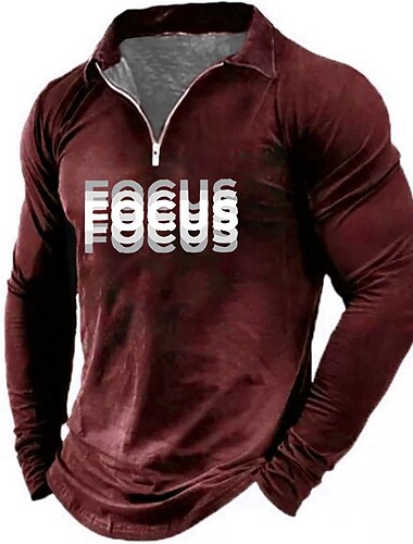  Herren Lustig Poloshirts mit Reißverschluss Golfshirt Langarm Polo-Shirts Hemden mit Kragen Vintage Lässig Streetwear Festivalkleidung Party-Outfits 3D-Druck Viertelreißverschluss-Poloshirt Meerblau