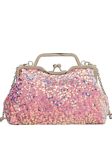  Damen Handtasche Abendtasche Clutch-Taschen Synthetik Party Brautparty Hochzeitsfeier Paillette Hohe Kapazität Anti Staub Feste Farbe Weiß Rosa Blau