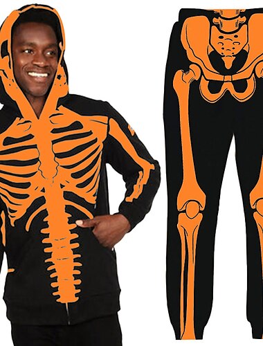  Halloween Szkielet Stroje Bluza z Kapturem Dres Anime 3D Graficzny Na Dla par Męskie Damskie Dla dorosłych Halloween Karnawał Bal maskowy Druk 3D Codzienne