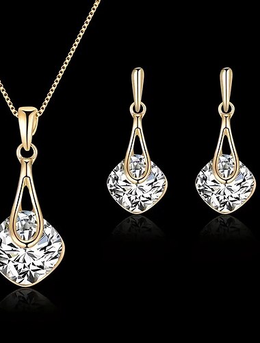  Los sistemas nupciales de la joyería 1 juego Legierung 1 Collar Pendientes Mujer Elegante Sencillo Clásico Precioso Forma Geométrica Conjunto de joyas Para Boda Fiesta