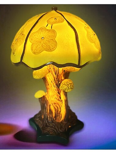  6-Zoll-Pilz-Tischlampe, Bohemian-Harz, dekorative Nachttischlampe für Schlafzimmer, Wohnzimmer, Heimbüro, Dekor, Geschenk