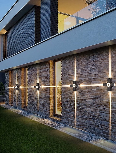  utomhus vattentät ip65 2/3/4 huvudvägglampa 3000k varmvit korsformad vägglampa svart modern vägglampa förtjockad aluminium lämplig för utomhusväggar korridorer badrum trädgårdsskrov ac85-265v