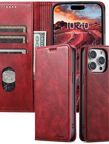  telefon Etui Til iPhone 16 15 14 Pro Max Plus 13 12 11 Pro Max Lommebok-kortveske Flip deksel Magnetisk Glidelås Helkroppsbeskyttende TPU PU lær