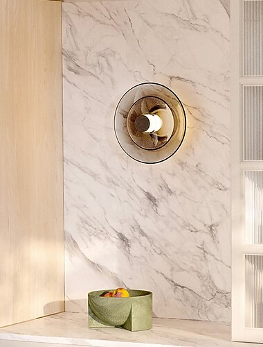  led indendørs væglampe moderne enkel led glas cirkel design væglampe er anvendelig til soveværelse stue badeværelse korridor varm hvid rav røg grå 110-240v