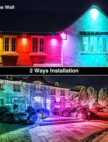  красочный rgb солнечный светильник для лужайки наземный прожектор высокой яркости наружное ландшафтное освещение внутреннего двора прожектор для дерева складное освещение высокой яркости
