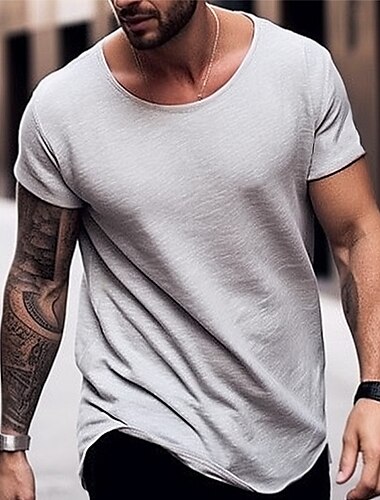  Hombre Camiseta Camiseta superior Mangas cortas Cuello Barco Verano Plano Moda Design Básico Vacaciones Calle Noche Negro Blanco Azul Piscina Camiseta superior para hombre