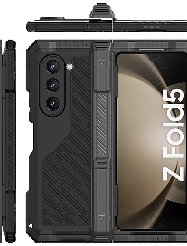  Handyhülle für Samsung Galaxy Z Fold 5 Schwerer Kickstand Stoßfest Rüstungs-Metall Silikon
