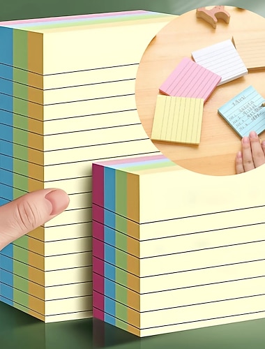  200 listů/balení samolepicí samolepicí papírky horizontální čára jednoduchý poznámkový blok modrý růžový žlutý kawaii design samolepky poznámkový blok