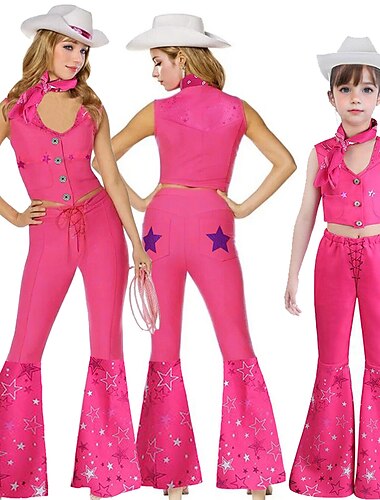  Poupée Costume de cosplay Bal Masqué Rétro Vintage Rose Foncé Cosplay de Film for Femmes Fille Enfant Adulte Mascarade Enterrement de Vie de Jeune Fille