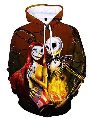  Víspera de Todos los Santos Esqueleto Sudadera Pullover Sudadera con capucha navideña divertida Estampado 3D Bolsillo delantero Gráfico Para Pareja Hombre Mujer Adulto Víspera de Todos los Santos