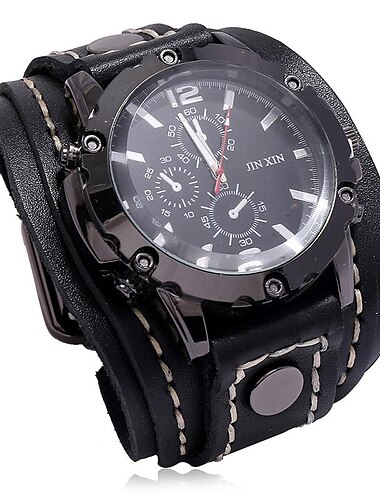  Herren Quarz Uhr Freizeit Datum Echtes Leder Uhr
