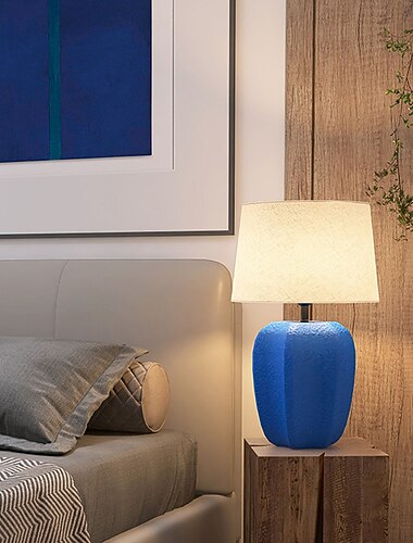  lampada da comodino lampada da tavolo, moderna lampada da tavolo alta in ceramica retrò 1 pezzo con paralume in tessuto beige lampada da comodino per comodino camera da letto soggiorno camera dei