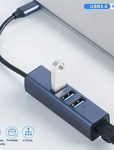  usb expander 4-in-1 3.0hub splitter type-c 100 megabit netwerkkaart notebook one drag vier expander