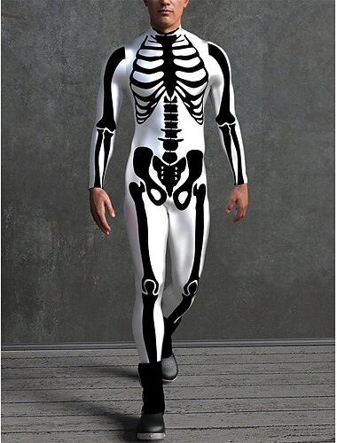  Skelett Totenkopf Faschingskostüme Ganzkörpertrikot Cosplay Kostüm Bodysuits Ganzkörper-Catsuit Erwachsene Herren Damen Ein Stück Gruseliges Kostüm Party Halloween Maskerade Karneval Einfaches
