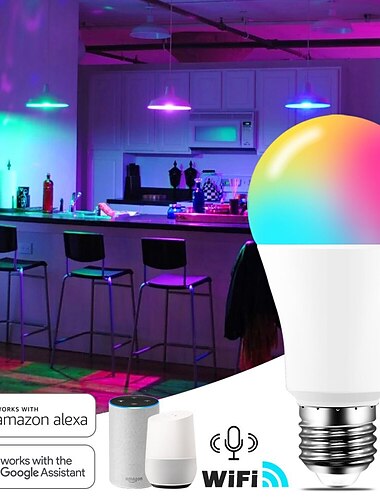  15 W WLAN-Smart-Glühbirne, E27-LED-RGB-Lampe, funktioniert mit Alexa/Google Home, 85–265 V, RGB, weiß, dimmbar, Timer-Funktion, Farbbirne