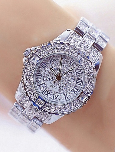  Bee Sister Women Quartz Watch Diamond Chronograph Fashion Wristwatch Waterproof Decoration Stainless Steel Strap Watch