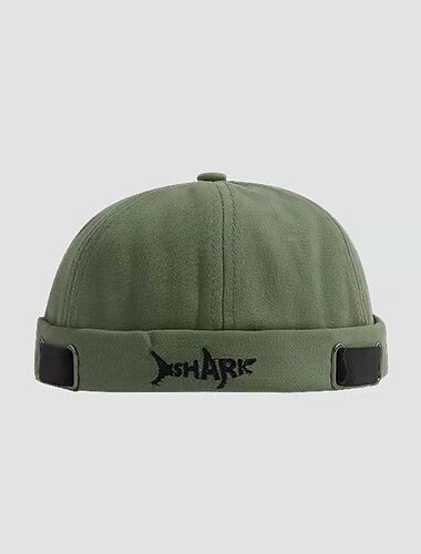  Unisex Docker Cap Brimless Hats Black Green Cotton Travel Beach Outdoor Vacation Plain Adjustable