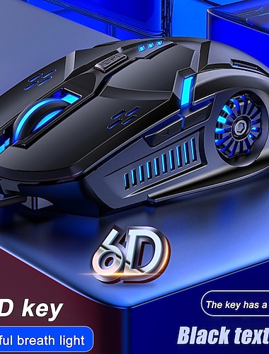  Mysz do gier o niskim poziomie hałasu, 7 kolorów podświetlenia, 6 klawiszy, antypoślizgowa mysz mechaniczna, przewodowa mysz do gier USB do komputera i laptopa