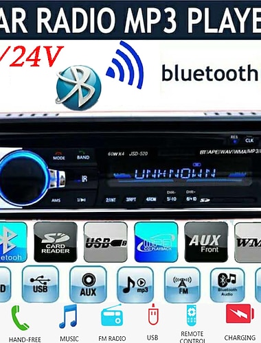  nieuwe 12v bluetooth autoradio fm-radio mp3-audiospeler 5v oplader usb &amp;sd/aux/ape/flac auto elektronica subwoofer in-dash 1
