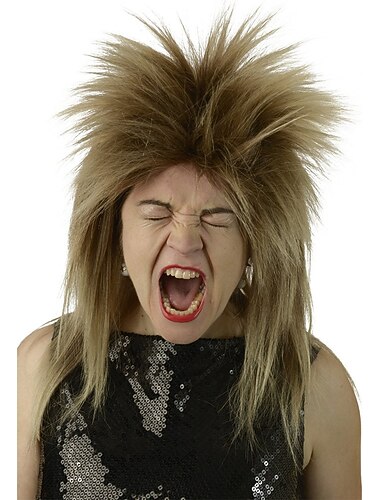  Peruki kostiumowe z lat 80-tych peruka rockera Tina peruka gwiazdy rocka z lat 70-80 mieszane brązowe blond peruka Bowie Labirynt Halloween