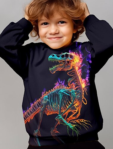  Αγορίστικα 3D Ζώο Δεινόσαυρος Πουλόβερ Pullover Μακρυμάνικο 3D εκτύπωση Φθινόπωρο Χειμώνας Μοντέρνα Κομψό στυλ street Απίθανο Παιδιά 3-12 χρόνια 4-12 χρόνια ΕΞΩΤΕΡΙΚΟΥ ΧΩΡΟΥ Causal Καθημερινά Κανονικό