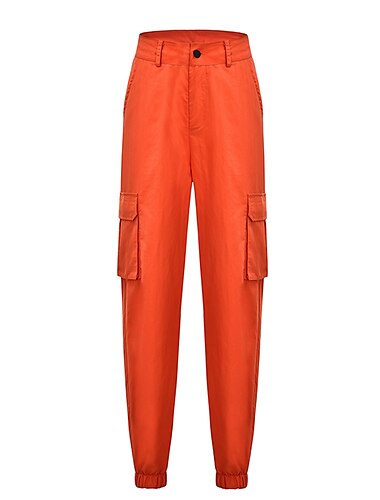  Damen Cargohose Cargohosen Jogginghose Jogger Hosen Hose Modisch Strassenmode In voller Länge Mittlere Taillenlinie Glatt Tasche Komfort Atmungsaktivität Weich Mikro-elastisch Urlaub Strasse Täglich