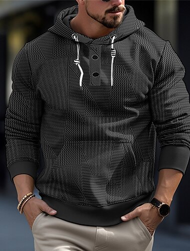  Per uomo Felpa con cappuccio Felpa con cappuccio abbottonata Nero Bianco Grigio Con cappuccio Liscio Jacquard Tasche Sportivo Giornaliero Per eventi Strutturato Streetwear Fantastico Informale