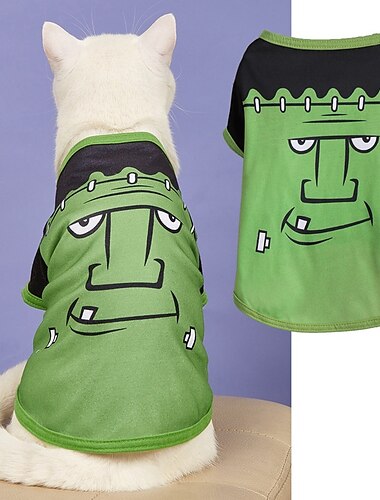  Hund Katze Hemd / T-Shirt Mode Cool Atmungsaktiv Weich Waschbar Bequem Halloween Outdoor Alltagstauglich Hundebekleidung for Bichon Frise Zwergspitz Baby Haustier Papillon Klein