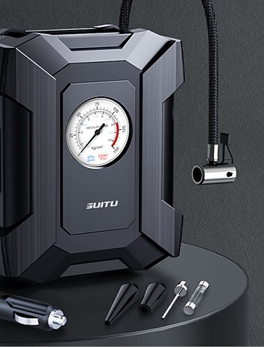  Tragbarer Luftkompressor für Reifenfüller, 12-V-Gleichstrom-Luftpumpe für Autoreifen mit digitalem Manometer 150 psi und LED-Notlicht, Reifenpumpe für Auto, Fahrrad, Motorrad, Basketball und andere