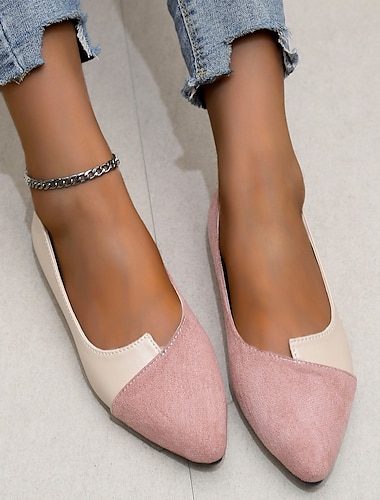  ballerine da donna bicolore con punta affilata – eleganti scarpe da ballo slip-on, comode da indossare tutti i giorni per lavoro e abbigliamento casual