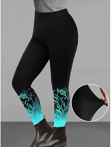  Per donna Normale Ghette Originale Informale Alla caviglia A vita alta Gradiente Fiore decorativo Vita elastica Stampa Traspirabilità Comodo Elevata elasticità Informale Da tutti i giorni Cioccolato