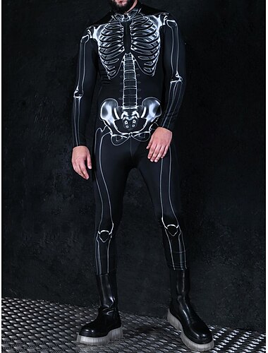  Schädel/Skelett Faschingskostüme Ganzkörpertrikot Cosplay Kostüm Bodysuits Halloween-Gruppenkostüme für Paare Kinder Erwachsene Herren Damen Gruseliges Kostüm Halloween Karneval Maskerade Einfaches